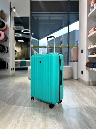 Валіза пластикова з поліпропілену на подвійних колесах бірюза світла PPL-07 фото