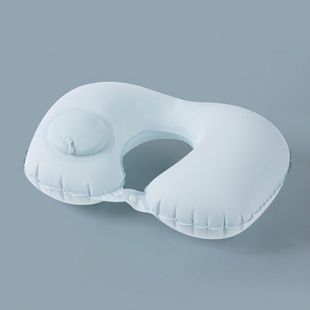 Дорожня надувна подушка з вбудованою помпою блакитна Pod-1 фото