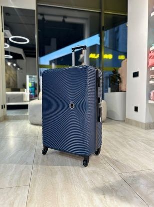 Большой чемодан XXL с поликарбонатом и съемными колесами синий V-XXL фото