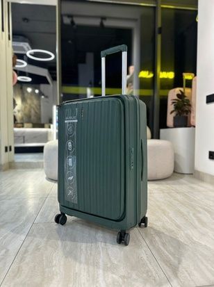 Валіза пластикова з поліпропілену на подвійних колесах зелена PPL-20 фото