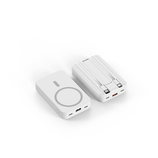 Power Bank з MagSafe та вбудованими кабелями Lightning / Type-C білий id_6543 фото