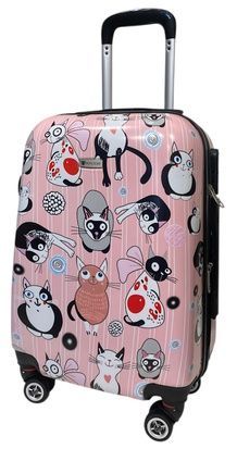 Чемодан Worldline 809 ручная кладь котики розовые 809/cat/S/pink фото