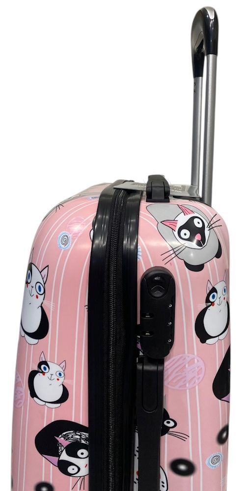 Чемодан Worldline 809 ручная кладь котики розовые 809/cat/S/pink фото