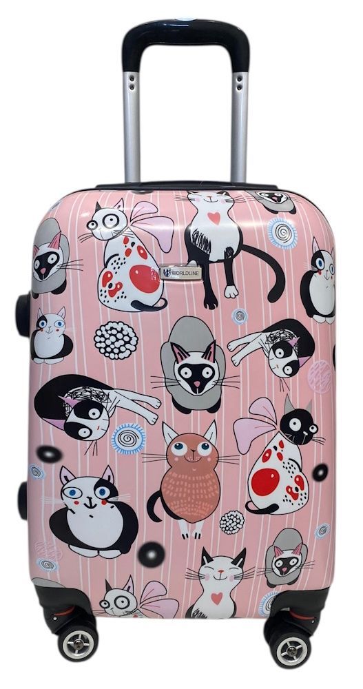 Чемодан Worldline 809 ручная кладь котики розовые 809/cat/S/pink фото