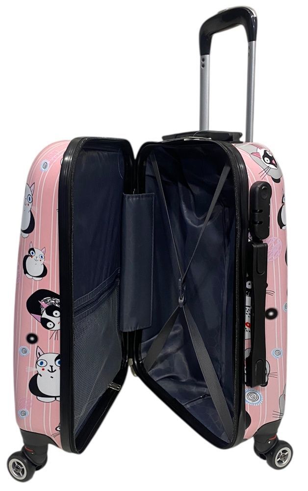 Чемодан Worldline 809 ручная кладь котики розовые 809/cat/S/pink фото