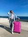 Велика валіза пластикова бузковийна подвійних колесах рожева Stone-L фото 3