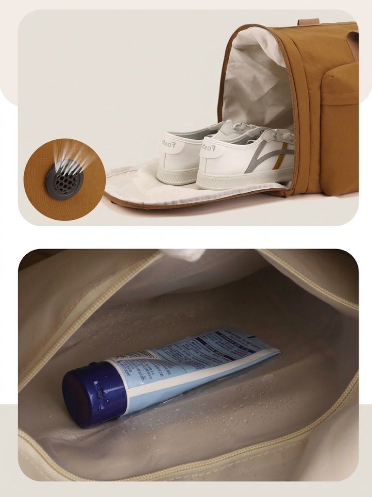 Дорожньо-спортивна складана сумка з відділенням для взуття та вологих речей оранжева B-V505 фото