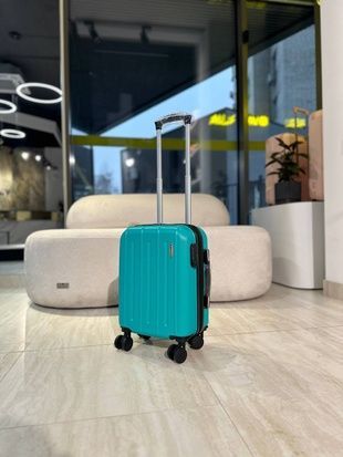 Чемодан пластиковый ручная кладь Wizz Air Ryanair бирюза Low-K фото