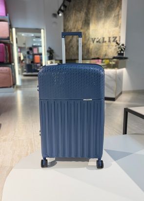 Велика валіза L з розширенням з поліпропілену синя V-8088-L фото