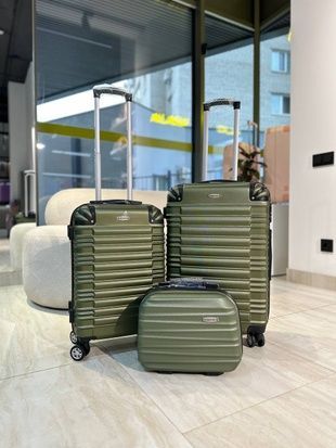 Валіза пластикова M+ (65 см) хакі K-01-M+ фото